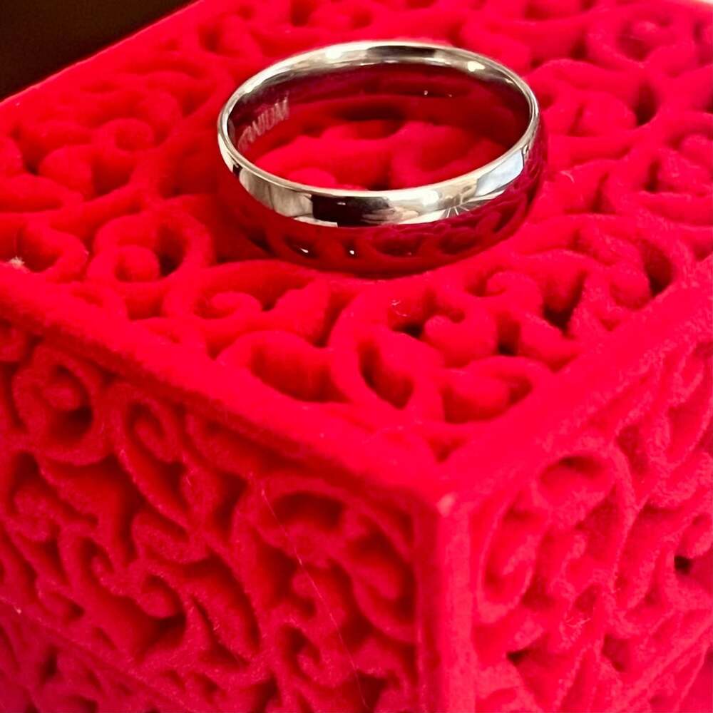 Titanium Classic Polished 6mm Band Ring Silver Size 9